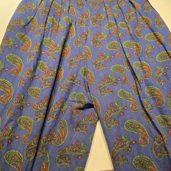 Vintage Elegant Paisley Print Trousers in Blue - Picture 7 of 9